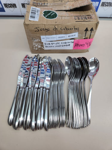 Cubertería de acero inoxidable, color gris, juego de 12 personas, 36 piezas Sambonet Leaf
